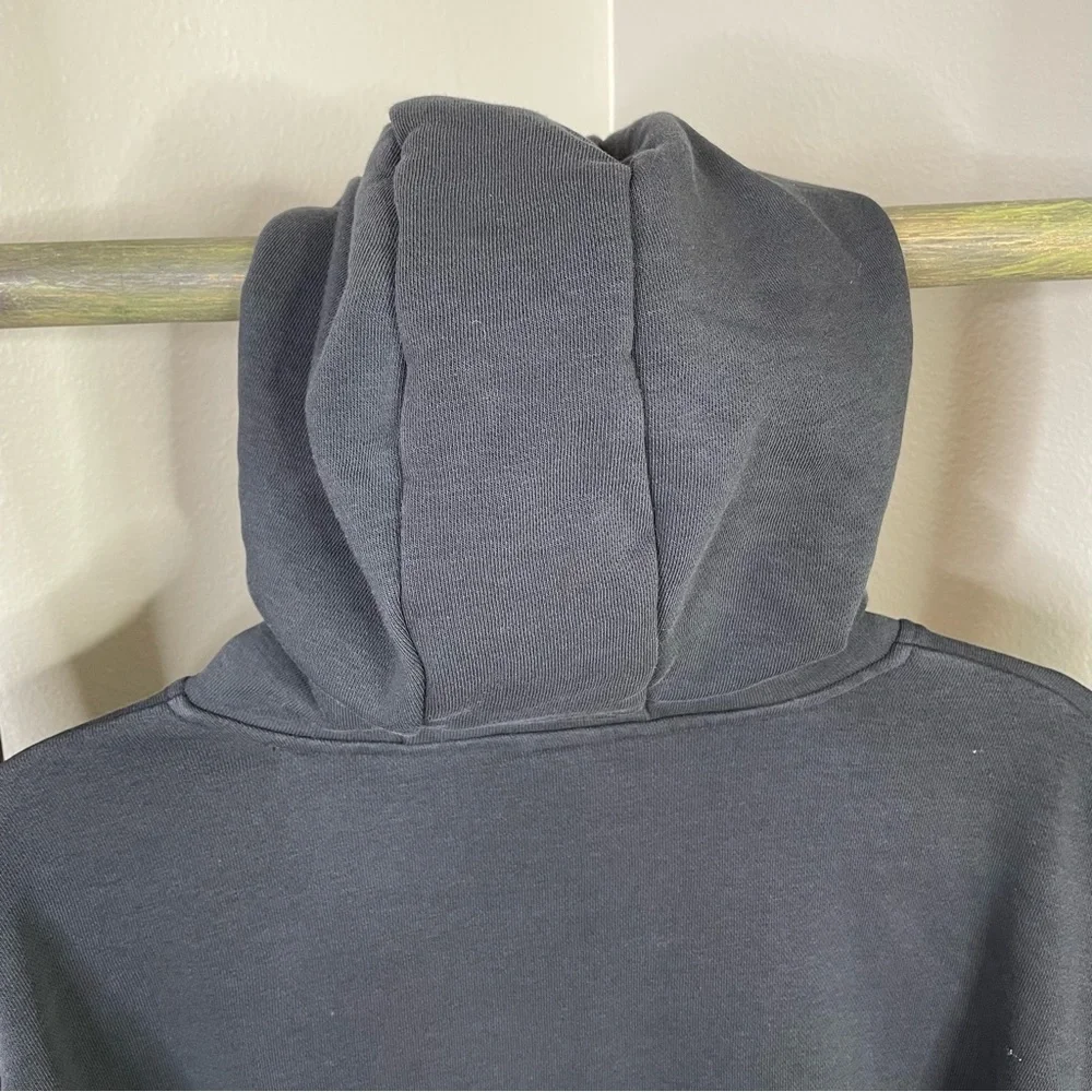 Adidas Holiday Graphic Hoodie Size XS Black Loose Fit Cropped Shimmery Logo Hood